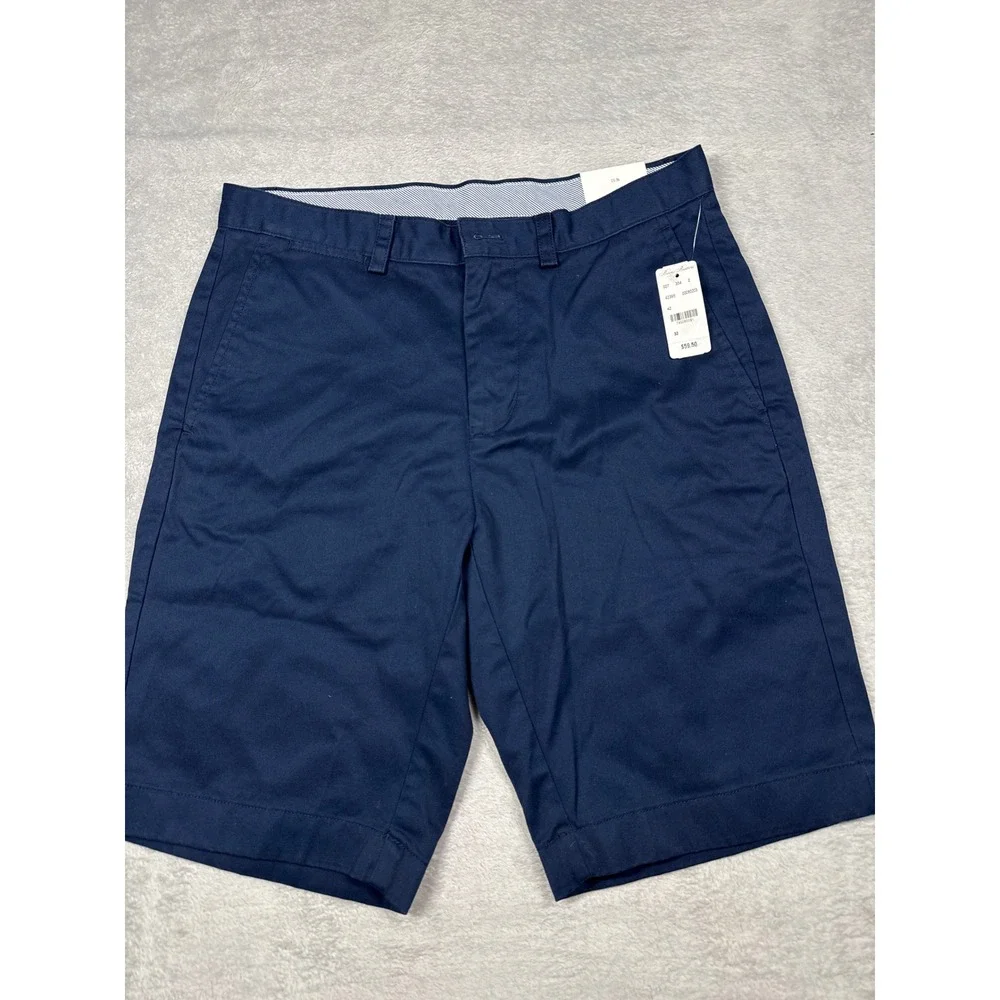 Brooks Brothers Chino Shorts Mens 32 Navy Blue Stretch Flat Front 100080203